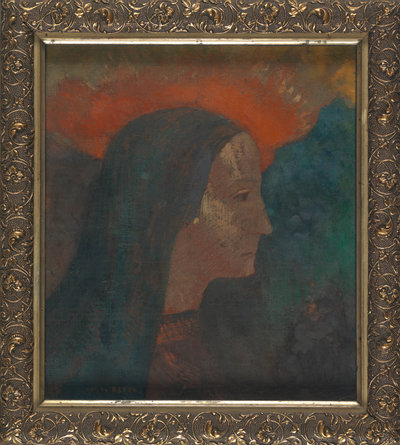 Odilon Redon, Profiel van een peinzende vrouw, 1896, in originele lijst
