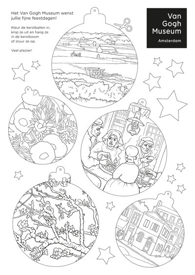 Kleurplaat-Kerst-Fijne-Feestdagen-Van-Gogh-Museum