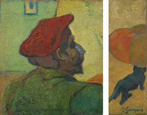 Compilatie van Portret van Paul Gauguin door Vincent van Gogh en Paul Gauguin's De kleine kat.