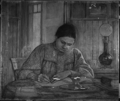 Ondertekening 'Portret van Jo' zoals zichtbaar gemaakt met infraroodreflectografie