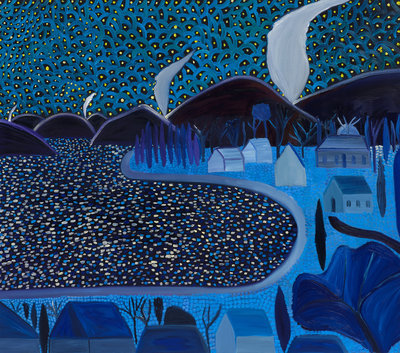 Starry Night, 2019, oil on canvas, 152.4 x 177.8 cm. © Matthew Wong Foundation c/o Pictoright Amsterdam 2023 