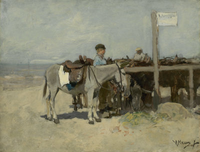 Schilderij: Ezelstandplaats op het strand te Scheveningen van Anton Mauve
