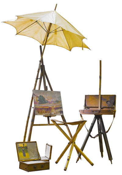 Easel with painting supplies, photo: Erik en Petra Hesmerg