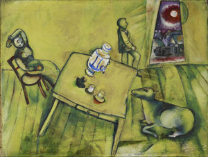 Marc Chagall, De gele kamer, 1911, olieverf op doek, 84,2 × 112 cm. Fondation Beyeler, Riehen/Bazel, Beyeler Collectie. Foto: Robert Bayer 