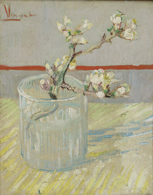 Painting Sprig of Flowering Almond in a Glass after restoration