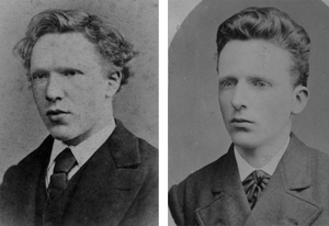 Photo of 19 year old Vincent van Gogh and a photo of his brother Theo, 21 years old 