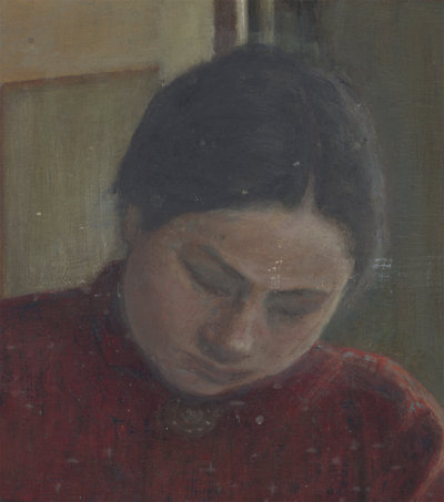 Detail hoofd voor restauratie 'Portret van Jo'