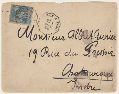 Enveloppe met het handschrift van Émile Bernard, gericht aan Albert Aurier. Bron: New York Public Libraries