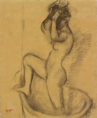Edgar Degas, Study of a Woman in a Bathtub, c. 1895-1900. Charcoal on paper, 35.9 × 29.8 cm. Museum Boijmans Van Beuningen, Rotterdam, loan Stichting Museum Boijmans Van Beuningen (former Koenigs collection), 1940.