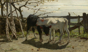 Schilderij: De kalfjes van Willem Maris