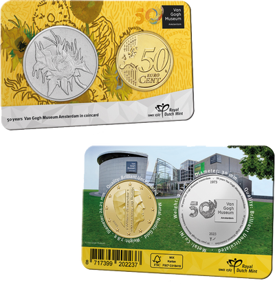 50 jaar Van Gogh Museum penning in coincards
