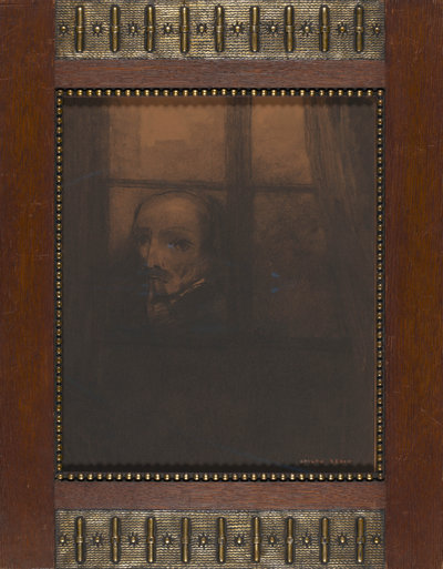 Odilon Redon, Bij het raam of Tekening in de trant van Goya, 1878 in de originele lijst