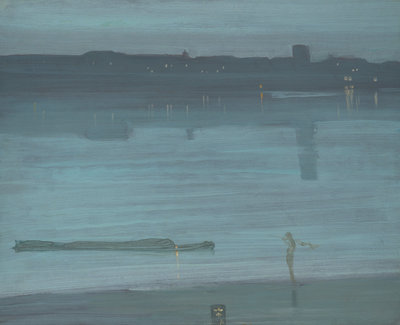 James Abbott McNeill Whistler, Nocturne: Blue and Silver – Chelsea 1871, Oil paint on wood, 50.2 × 60.8 cm, Tate, Bequeathed by Miss Rachel and Miss Jean Alexander 1972