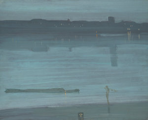 James Abbott McNeill Whistler, Nocturne: Blue and Silver – Chelsea 1871, Oil paint on wood, 50.2 × 60.8 cm, Tate, Bequeathed by Miss Rachel and Miss Jean Alexander 1972
