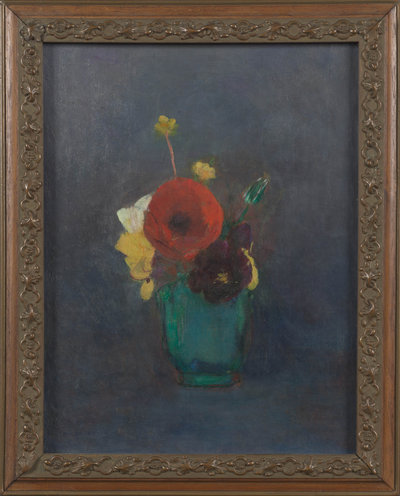Odilon Redon, Vase of Flowers (Green Vase with Poppy), 1901, in the original frame