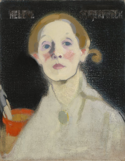 Helene Schjerfbeck, 'Zelfportret, zwarte achtergrond', 1915.