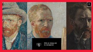 Schermvoorbeeld met Van Goghs zelfportretten uit de website Ontrafel Van Gogh