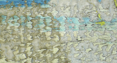 Microscoopdetail van Bloeiend Amandeltakje in een glas tijdens verwijdering van vernis