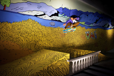 Muurschildering geïnspireerd door het werk van Vincent van Gogh