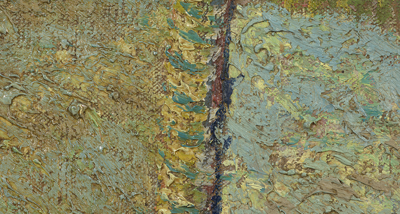 Afbeelding Bloeiende Perzikboom links vernislaag rechts vernislaag verwijderd