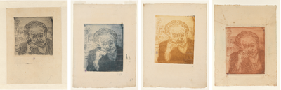 Four etches of Dr. Gachet by Vincent van Gogh