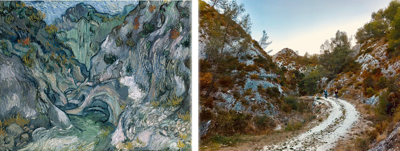  Foto van een uitgesleten bergweggetje in Saint-Rémy, niet ver van de inrichting waar Vincent verbleef