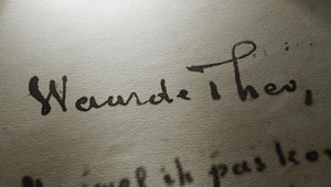 Detail van een brief van Vincent van Gogh. Gefotografeerd met een spotlight op de aanhef 'Waarde Theo'