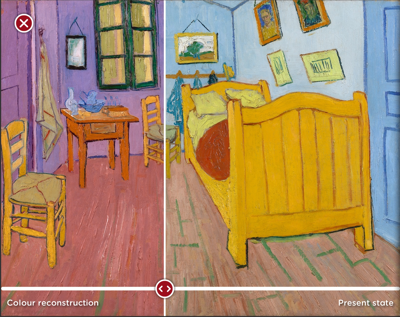 The Bedroom by Vincent van Gogh colour reconstruction as seen in app Unravel Van Gogh