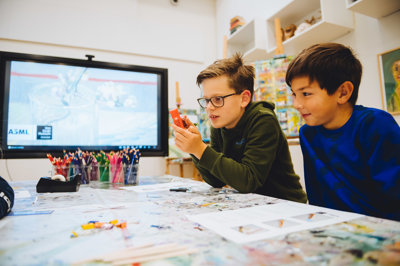 Two boys follow in Van Gogh’s footsteps by experimenting with colour and light during Masterminds & Masterpieces