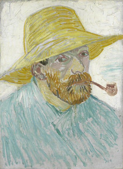 self portrait with pipe and straw hat van gogh museum